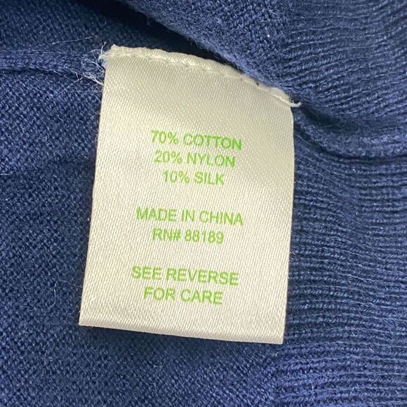 Lilly Pulitzer Ruffle Sweater Size S Navy Blue Silk Blend Puff Shoulder Pullover - Picture 6 of 6